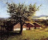 Swiss Landscape with Flowering Apple Tree